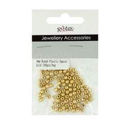 AussieSuperStore Jewellery Making Supplies Gold JF Spacer Round Plastic 4mm (in 2 colors) JF Spacer Round Plastic 4mm | Jewellery Making Accessories 9323823100605 JF599